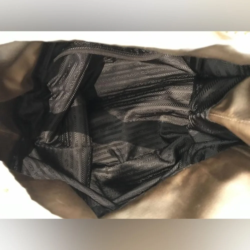 Prada Raso Satin Gold Shoulder/Tote Bag Chain Link Vintage Y2K Baddie - Picture 5 of 9